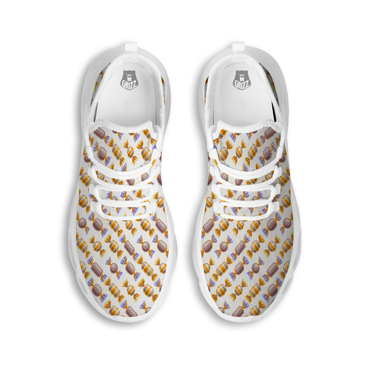 Gummy Yummy Print Pattern White Running Shoes-grizzshop