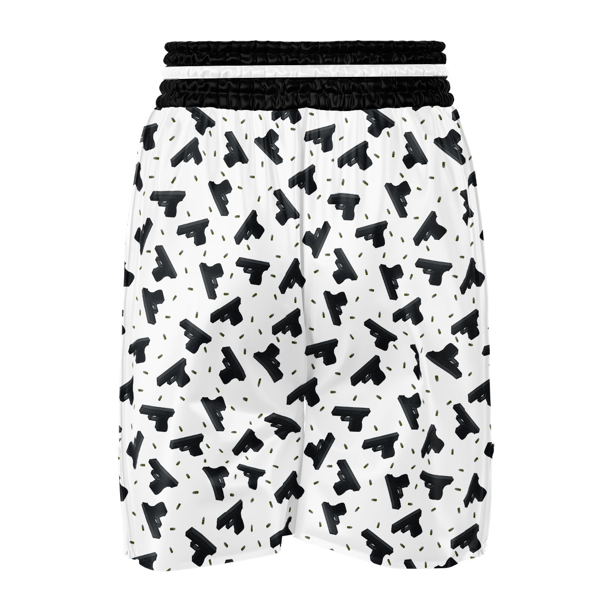 Gun Bullet White And Black Print Pattern Boxing Shorts-grizzshop