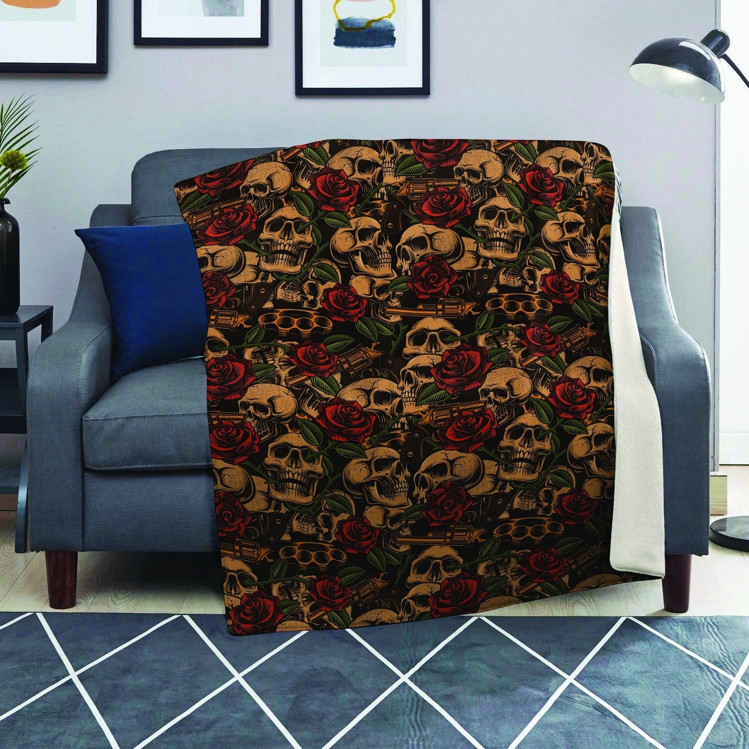 Gun Rose Skull Blanket-grizzshop