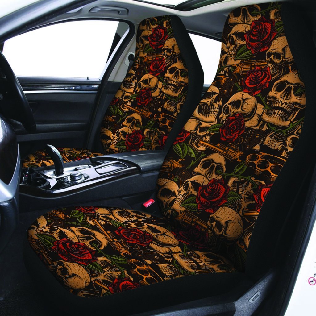 Gun Rose Skull Car Seat Covers-grizzshop