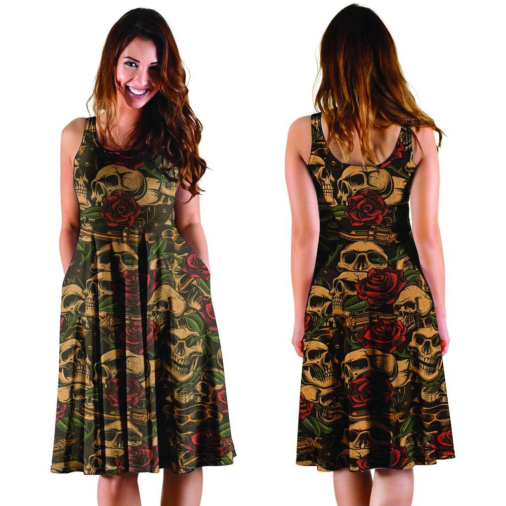 Gun Rose Skull Dress-grizzshop