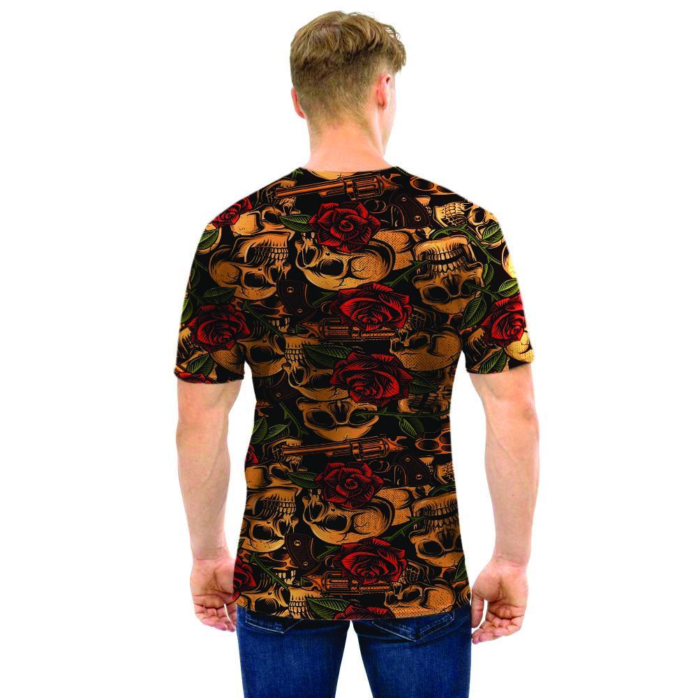 Gun Rose Skull Men T Shirt-grizzshop