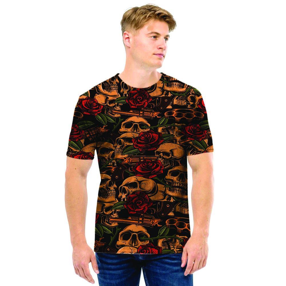 Gun Rose Skull Men T Shirt-grizzshop