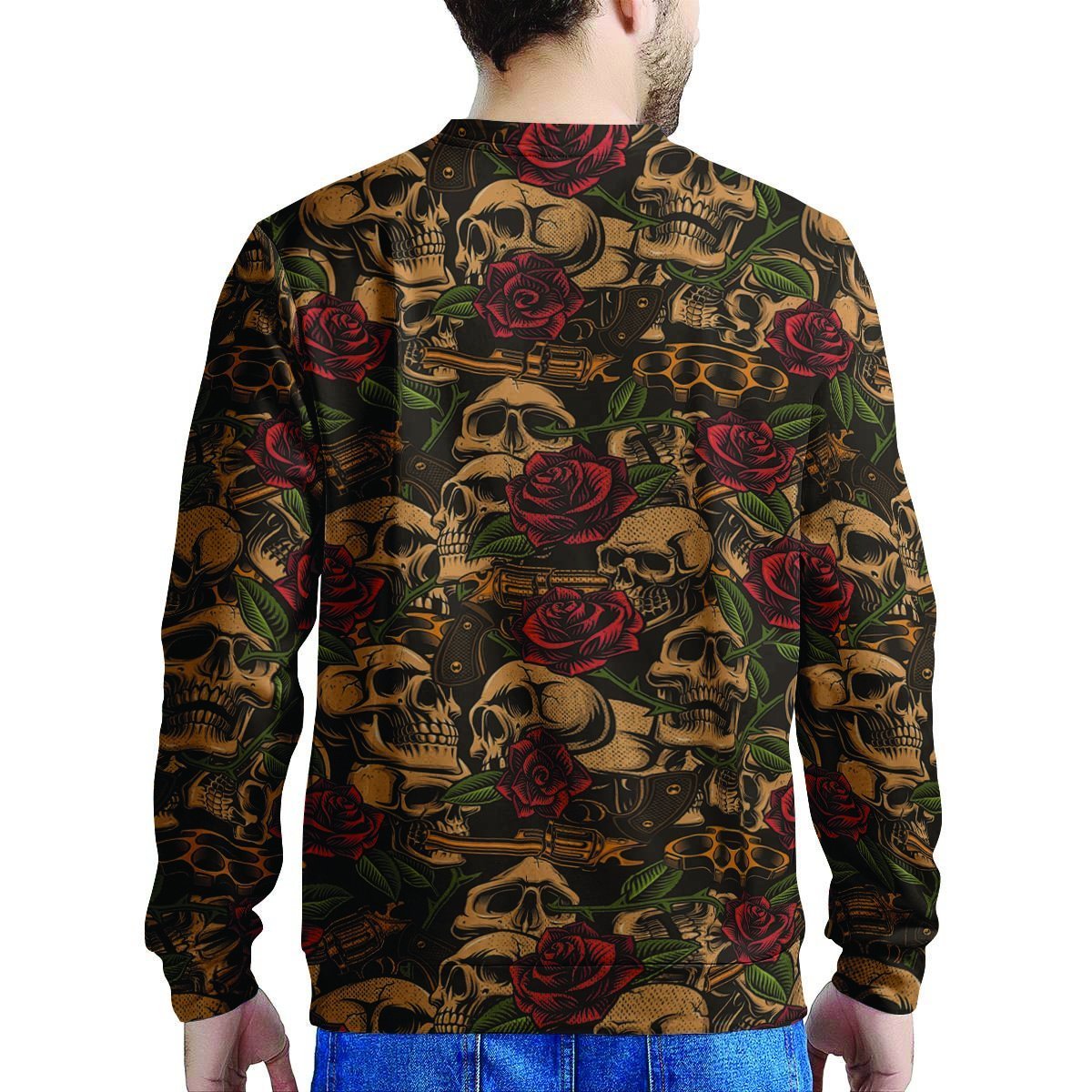 Gun Rose Skull Men's Sweatshirt-grizzshop