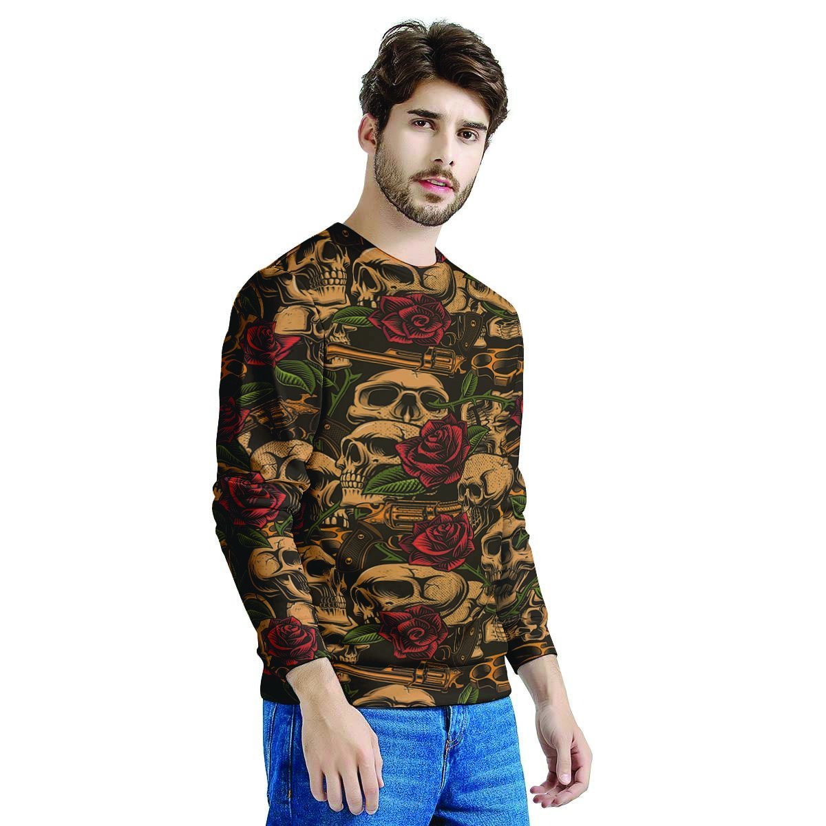 Gun Rose Skull Men's Sweatshirt-grizzshop