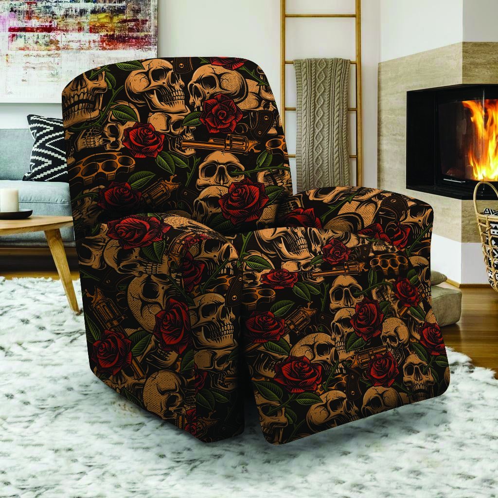 Gun Rose Skull Recliner Cover-grizzshop