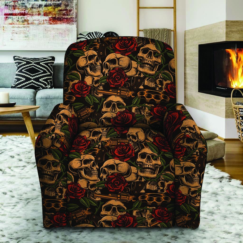 Gun Rose Skull Recliner Cover-grizzshop