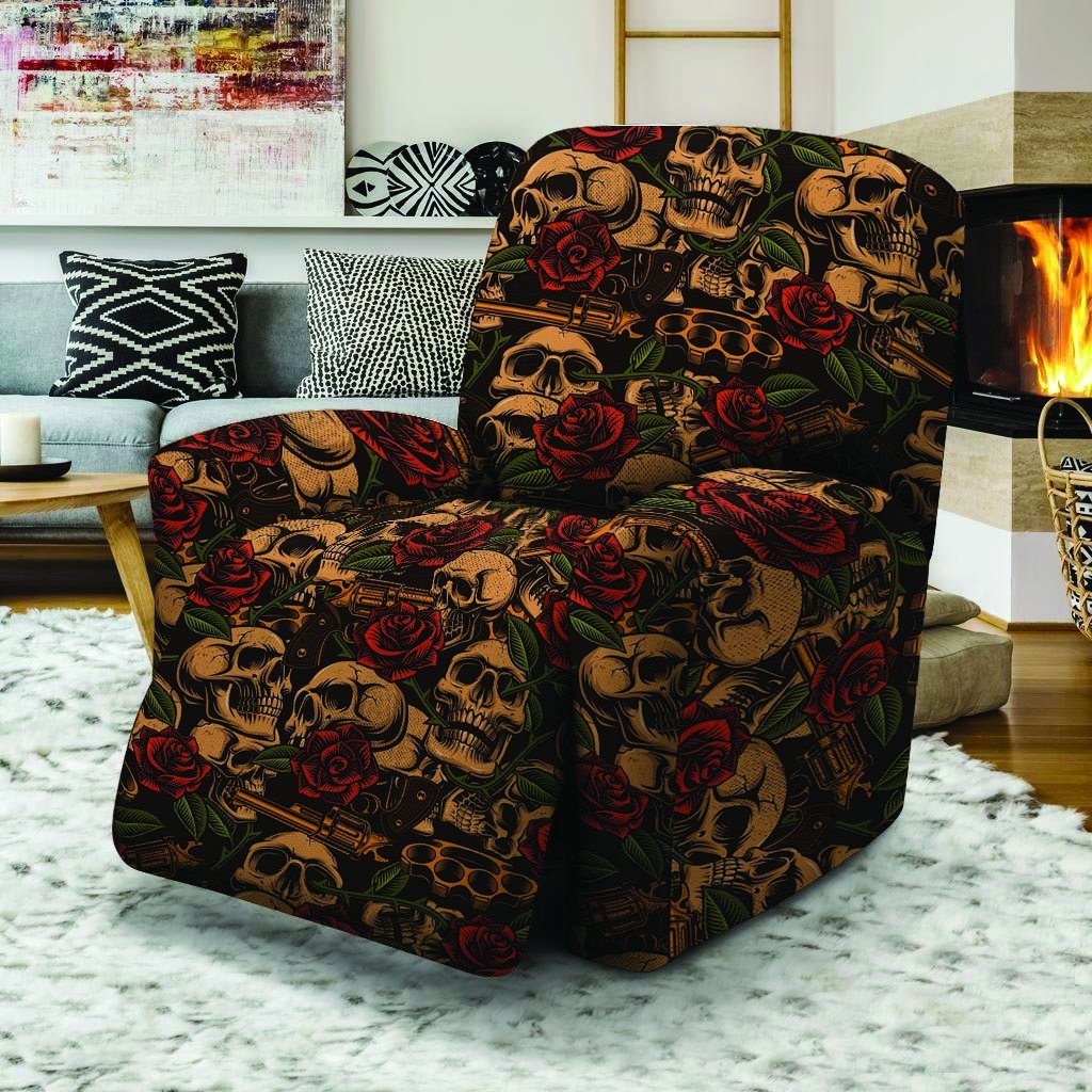 Gun Rose Skull Recliner Cover-grizzshop