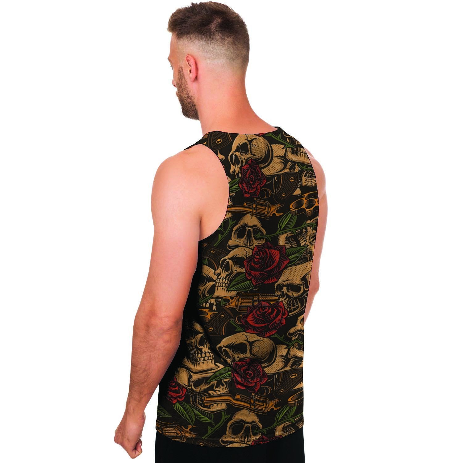 Gun Rose Skull Men's Tank Tops-grizzshop