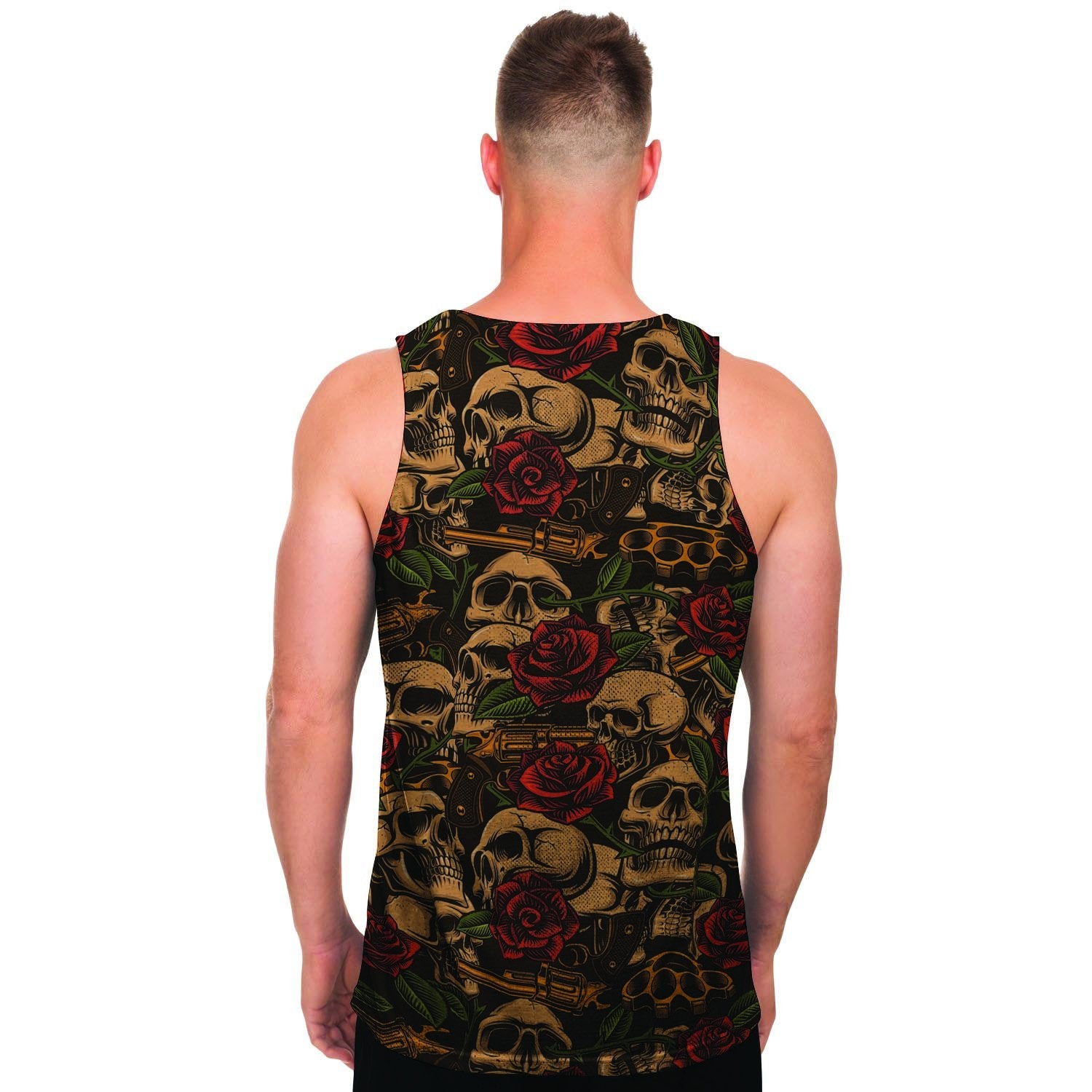Gun Rose Skull Men's Tank Tops-grizzshop