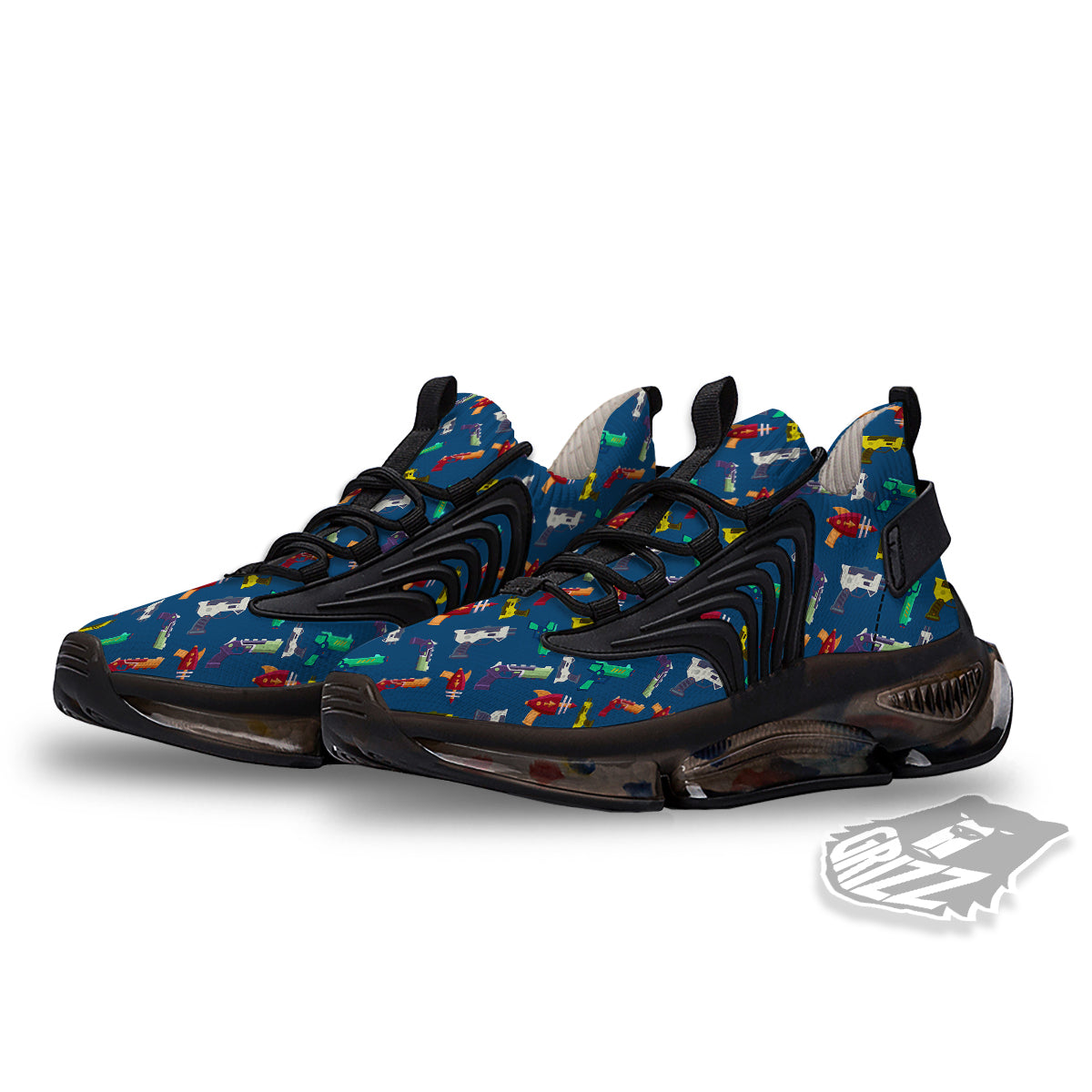 Guns Game Colorful Print Pattern Black Gym Shoes-grizzshop