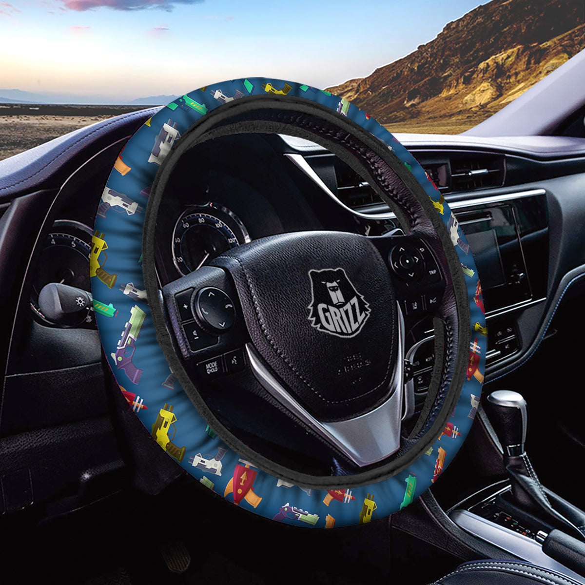 Guns Game Colorful Print Pattern Car Steering Wheel Cover-grizzshop