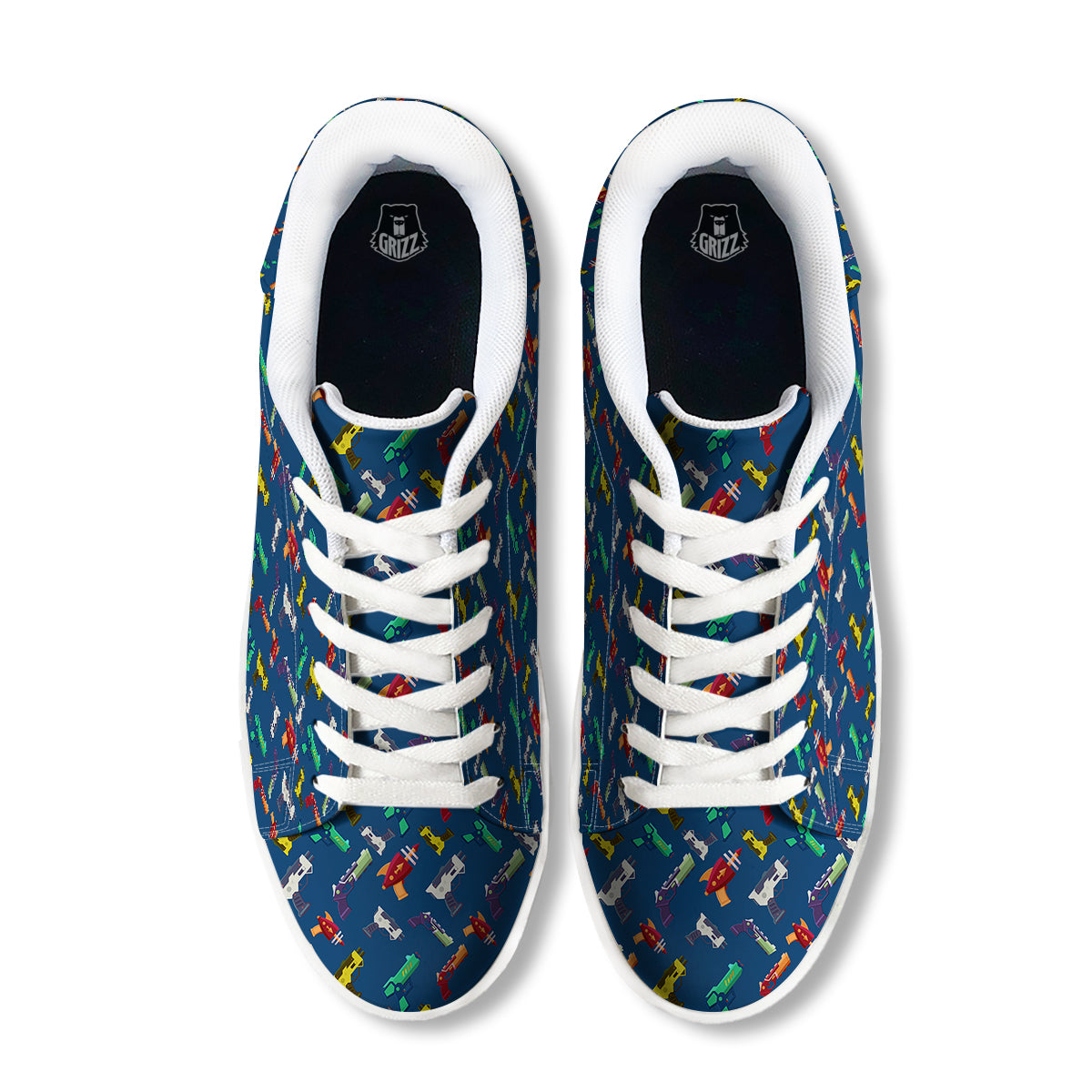 Guns Game Colorful Print Pattern White Low Top Sneakers-grizzshop