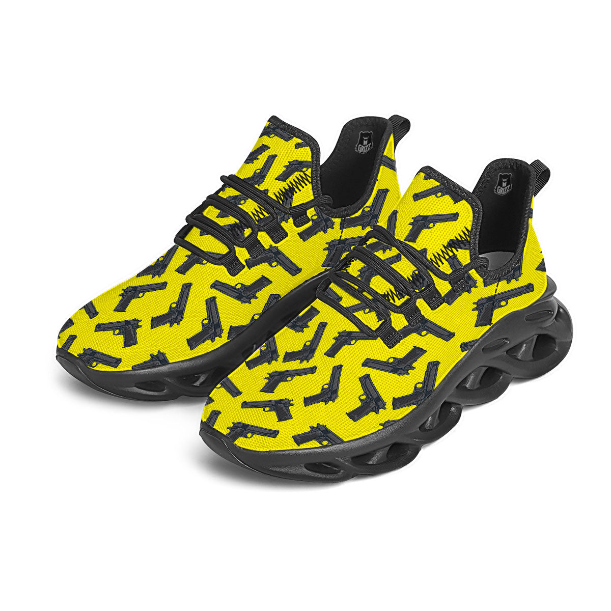 Guns Military Print Pattern Black Running Shoes-grizzshop