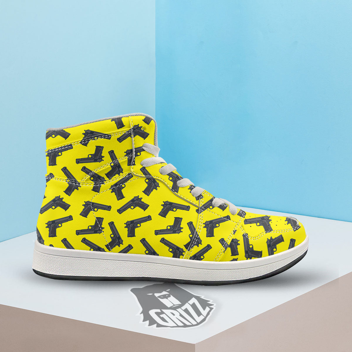 Guns Military Print Pattern High Top Sneakers-grizzshop