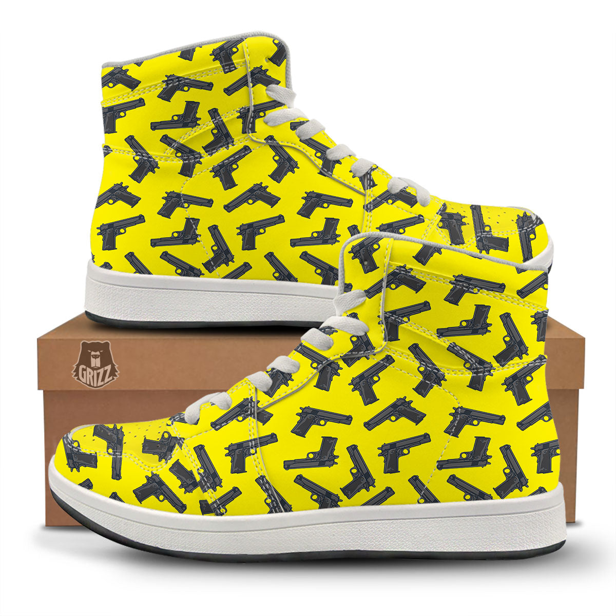Guns Military Print Pattern High Top Sneakers-grizzshop