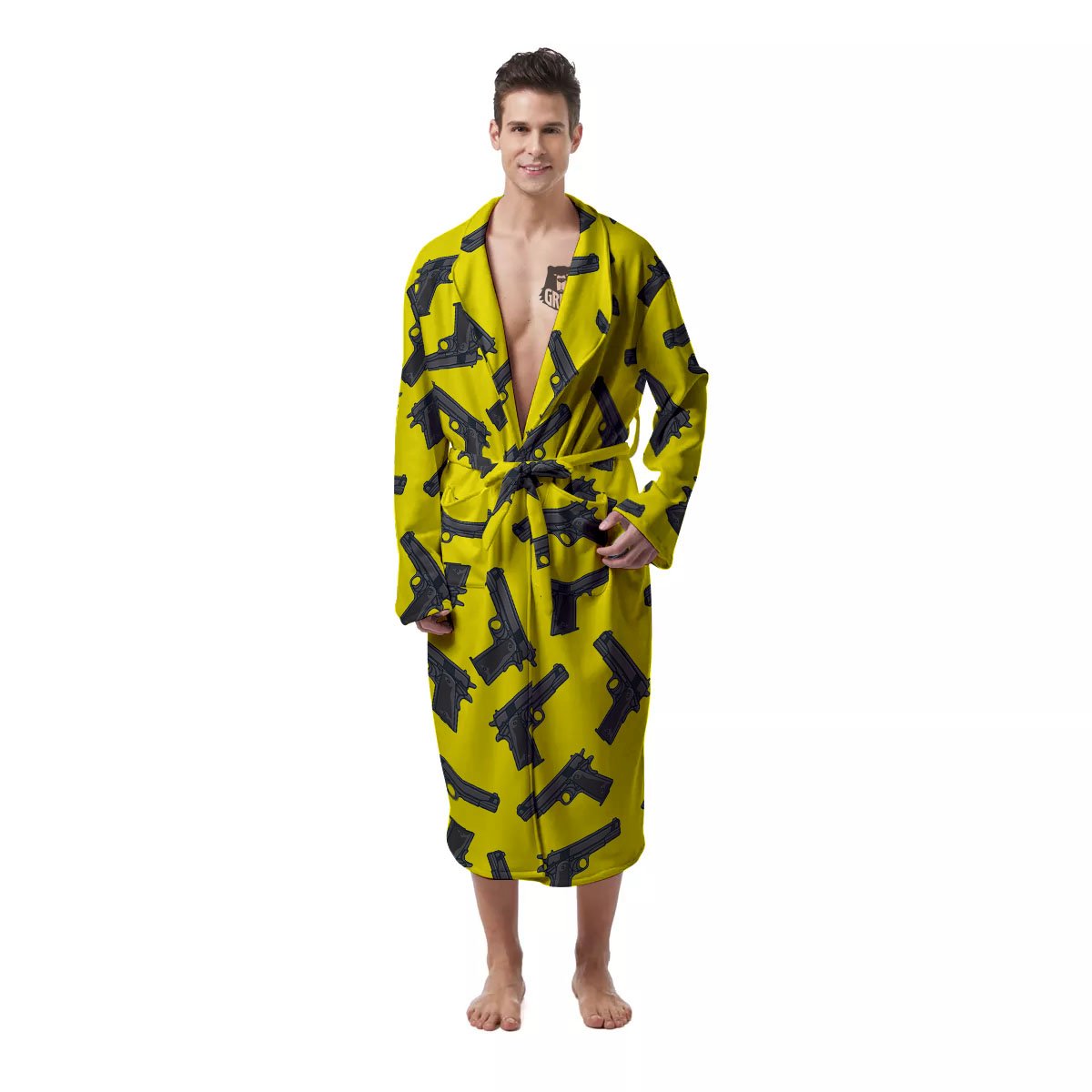 Guns Military Print Pattern Men's Robe-grizzshop