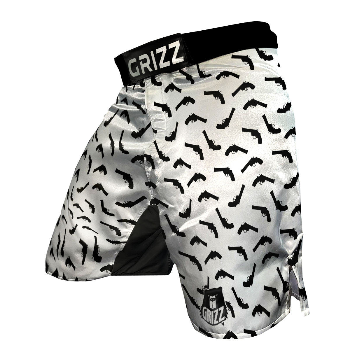 Guns White And Black Print Pattern MMA Shorts-grizzshop