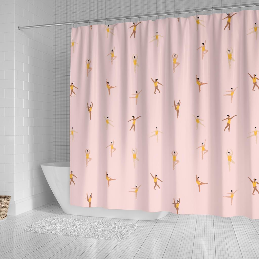 Gymnastics Pattern Print Bathroom Shower Curtain-grizzshop