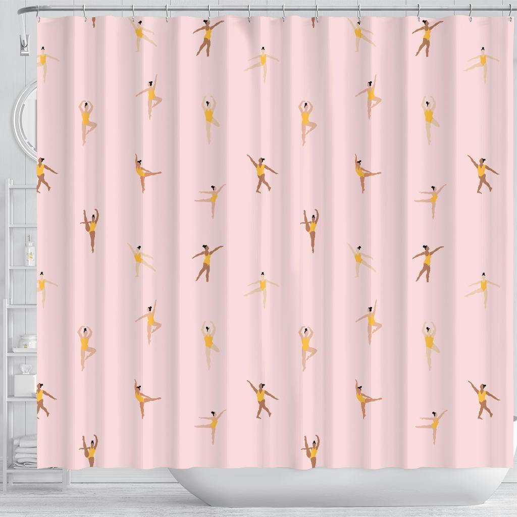 Gymnastics Pattern Print Bathroom Shower Curtain-grizzshop