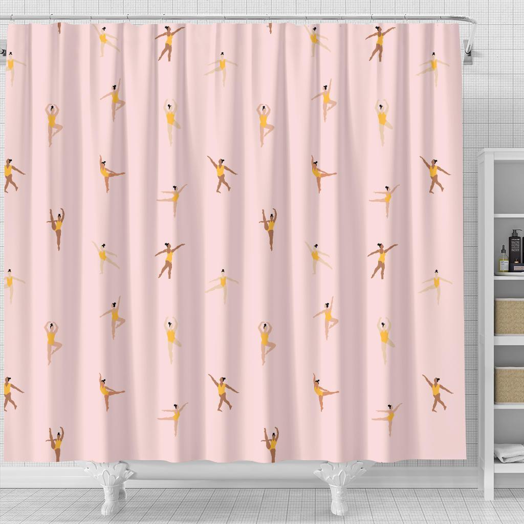 Gymnastics Pattern Print Bathroom Shower Curtain-grizzshop