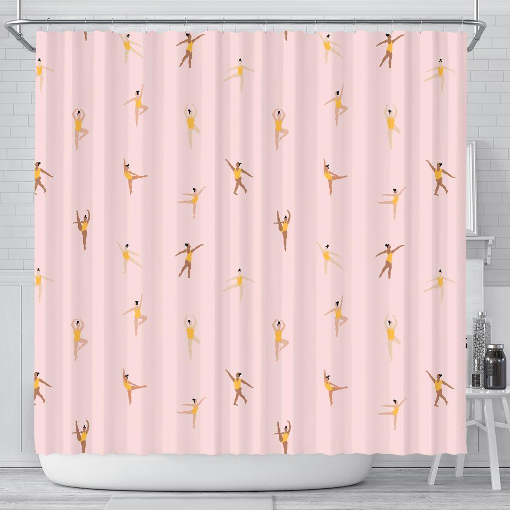 Gymnastics Pattern Print Bathroom Shower Curtain-grizzshop