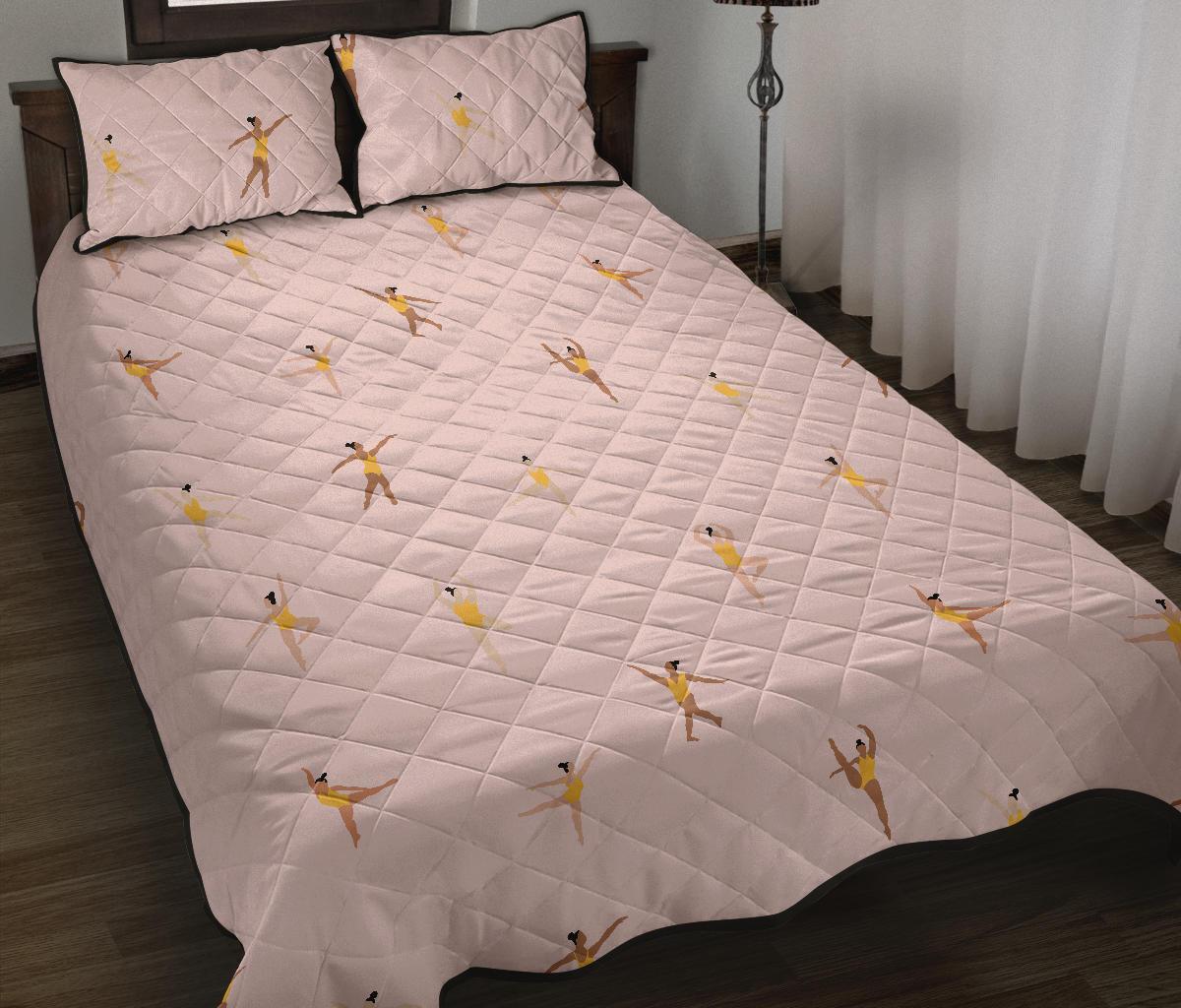 Gymnastics Pattern Print Bed Set Quilt-grizzshop