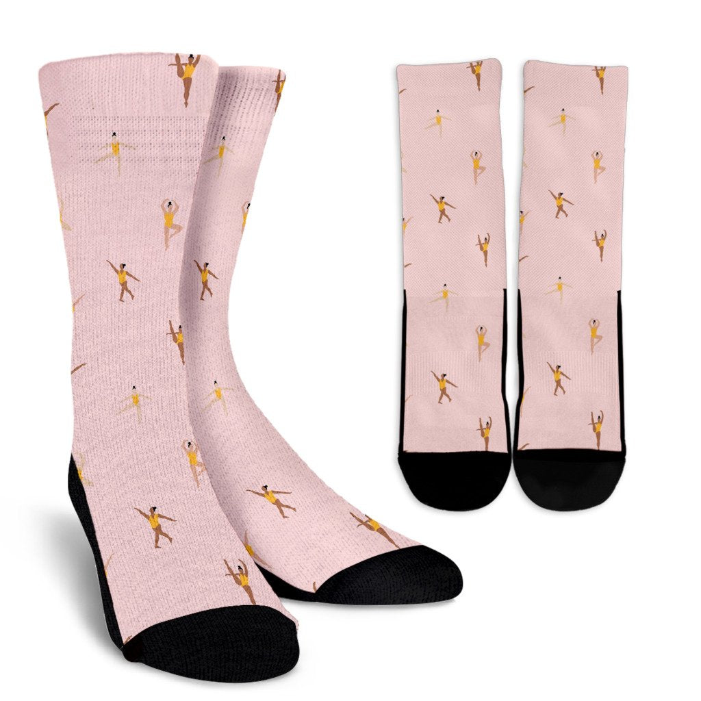 Gymnastics Pattern Print Unisex Crew Socks-grizzshop