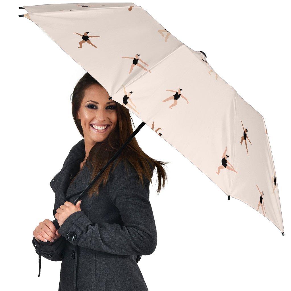 Gymnastics Print Pattern Automatic Foldable Umbrella-grizzshop