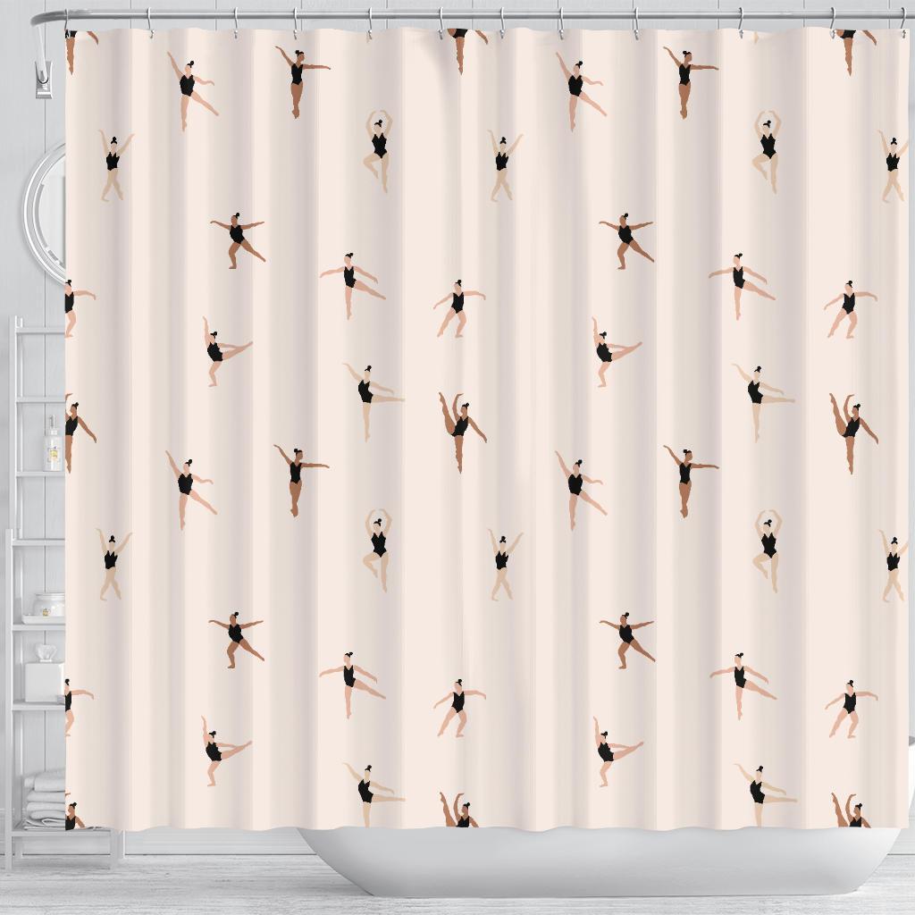 Gymnastics Print Pattern Bathroom Shower Curtain-grizzshop