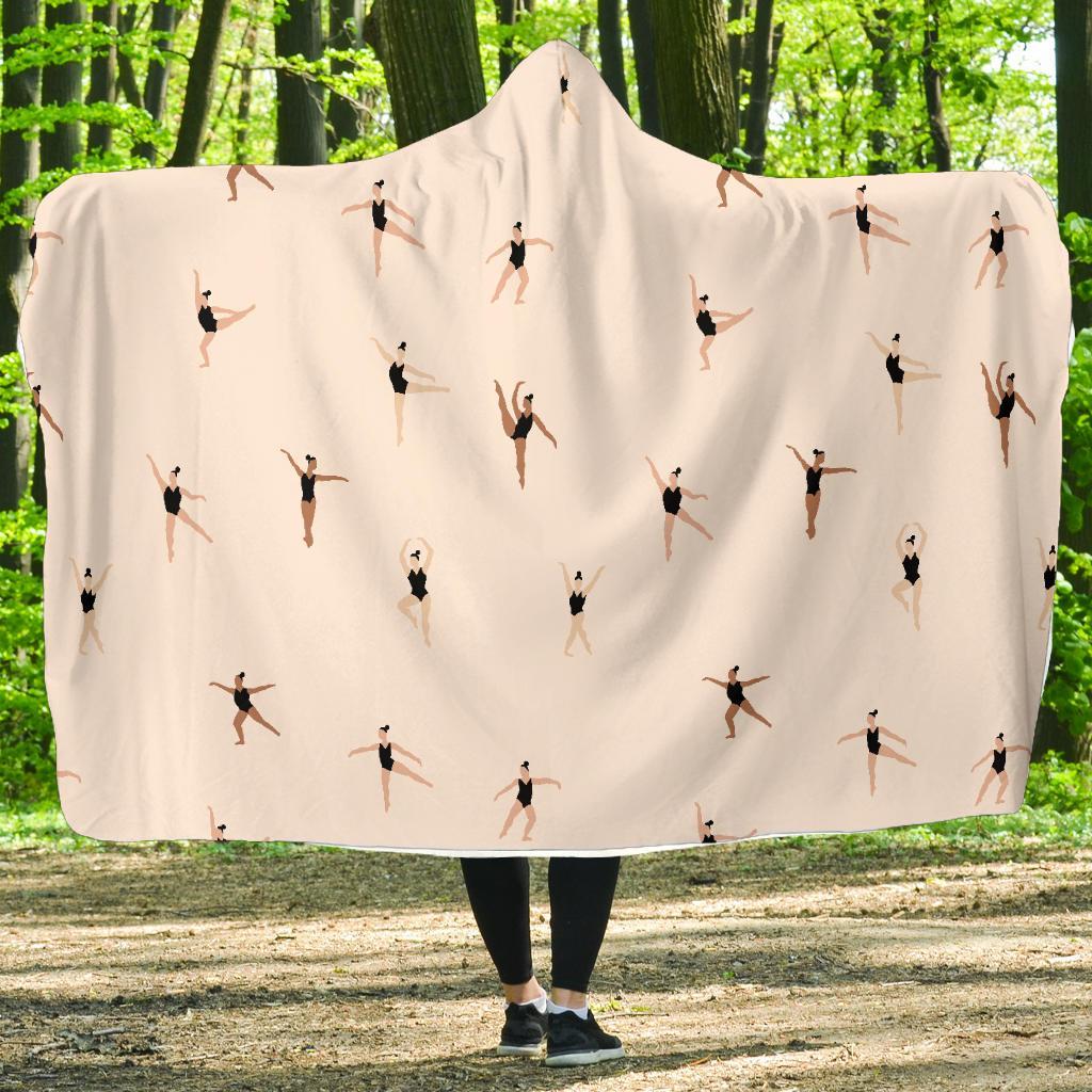 Gymnastics Print Pattern Hooded Blanket-grizzshop