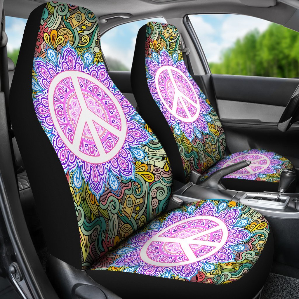 HIPPIE PEACE SIGN CAR SEAT COVER UNIVERSAL FIT-grizzshop