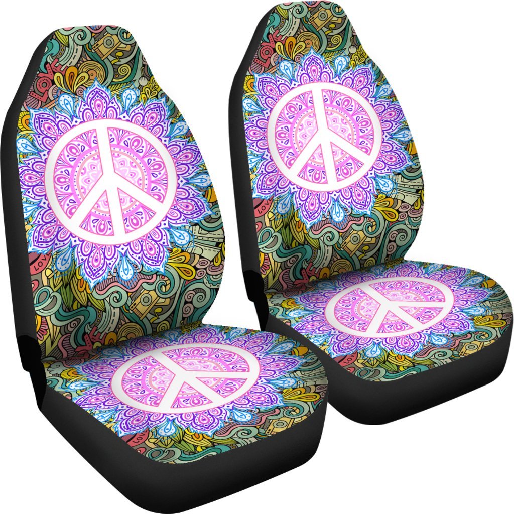 HIPPIE PEACE SIGN CAR SEAT COVER UNIVERSAL FIT-grizzshop