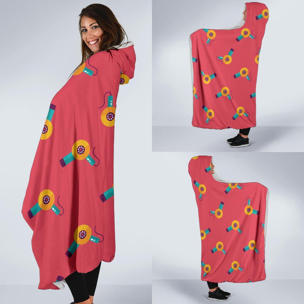 Hair Stylist Pattern Print Hooded Blanket-grizzshop
