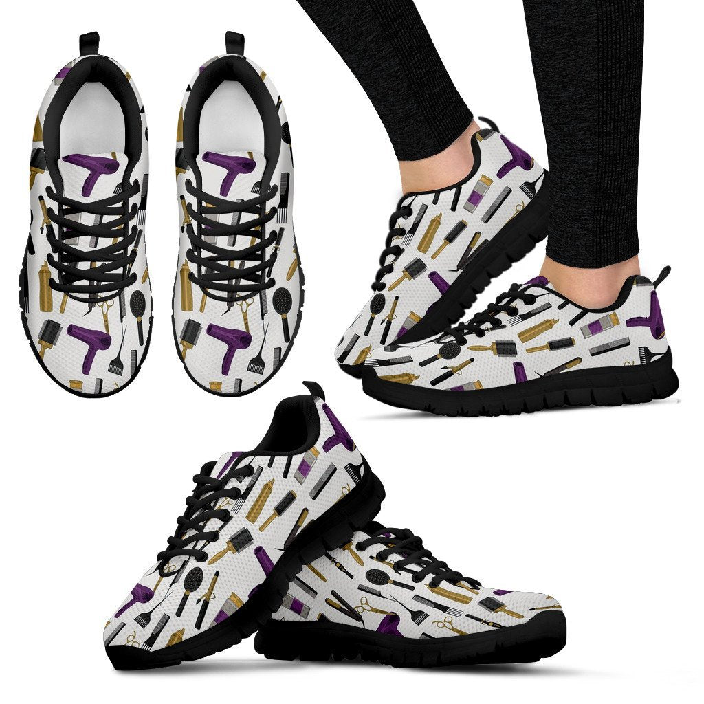 Hair Stylist Print Pattern Black Sneaker Shoes For Men Women-grizzshop