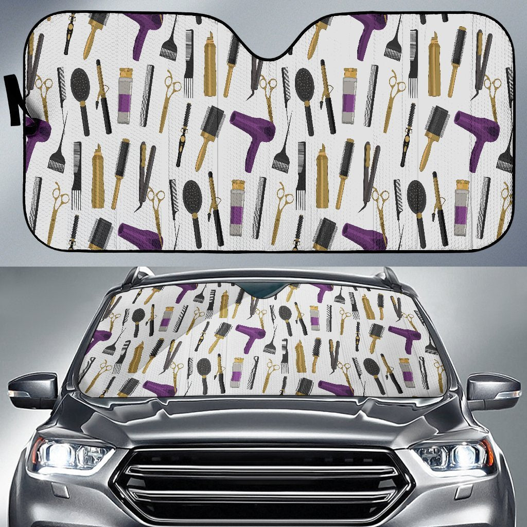 Hair Stylist Print Pattern Car Sun Shade-grizzshop