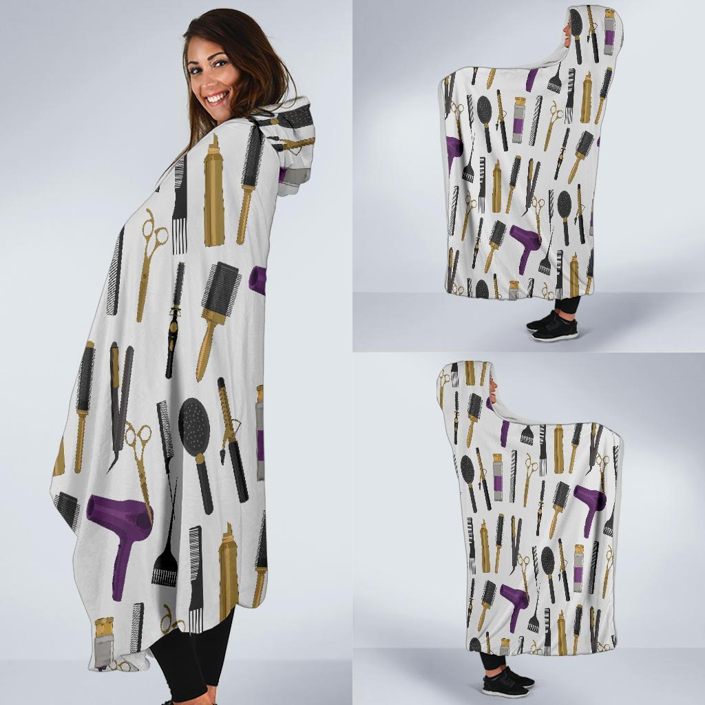 Hair Stylist Print Pattern Hooded Blanket-grizzshop