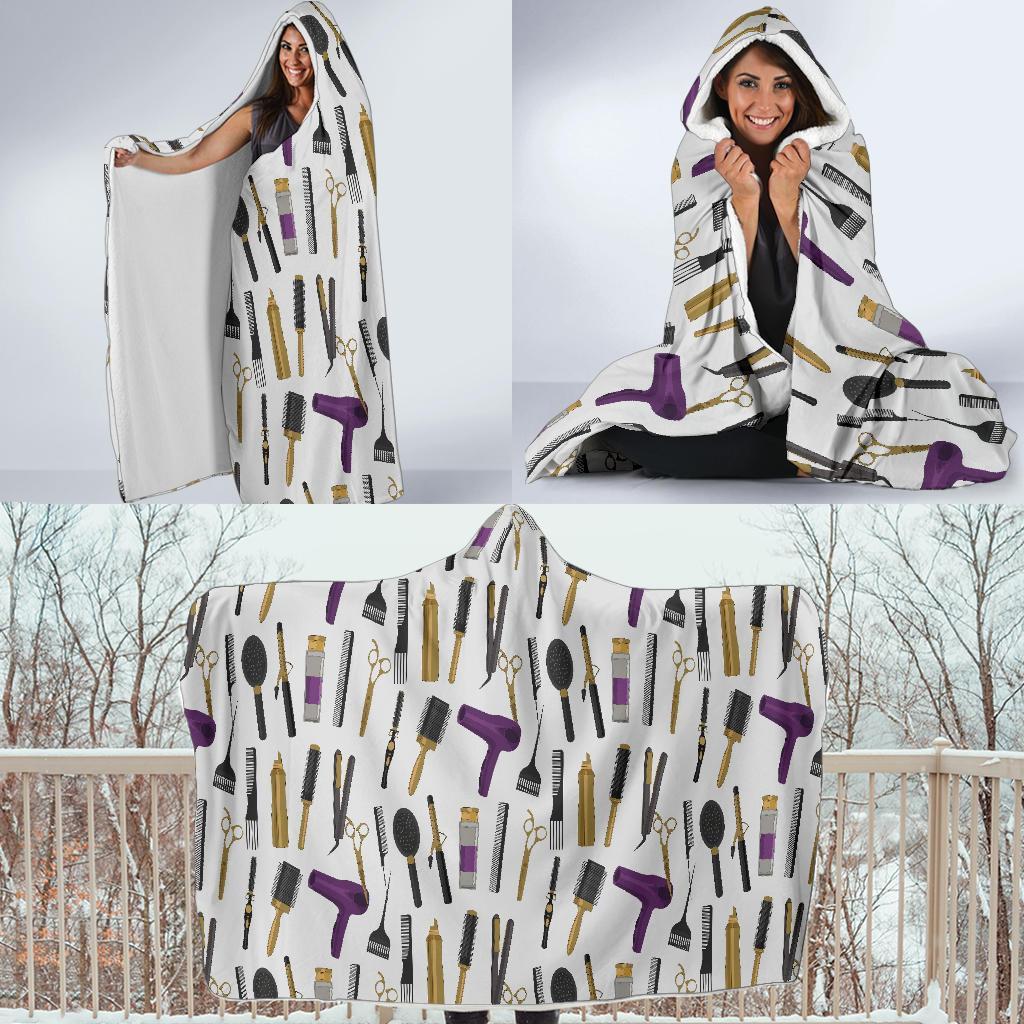 Hair Stylist Print Pattern Hooded Blanket-grizzshop