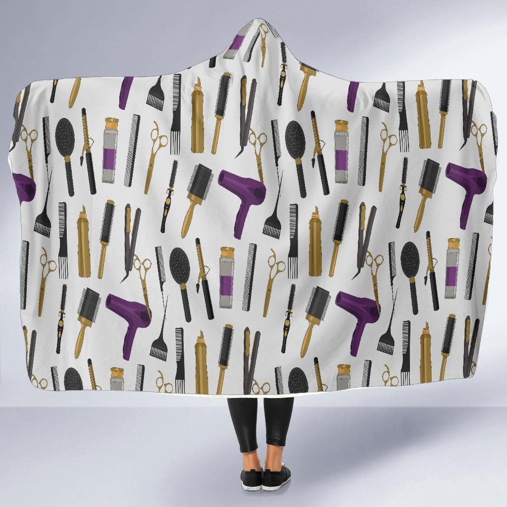 Hair Stylist Print Pattern Hooded Blanket-grizzshop