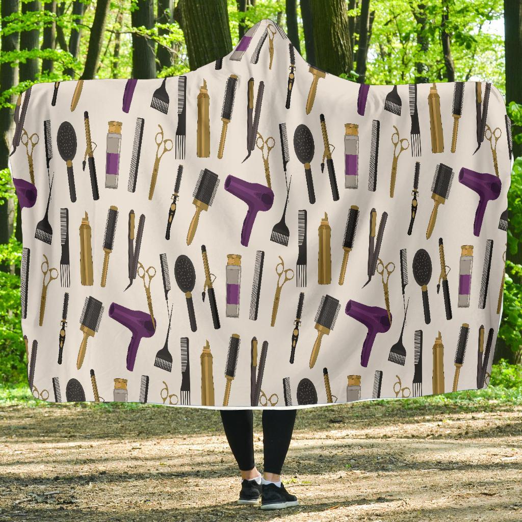 Hair Stylist Print Pattern Hooded Blanket-grizzshop