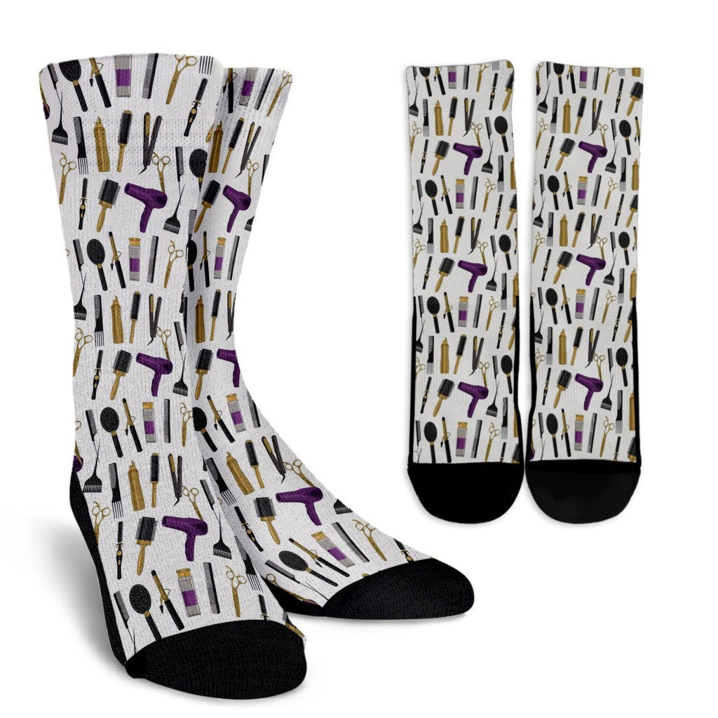 Hair Stylist Print Pattern Unisex Crew Socks-grizzshop