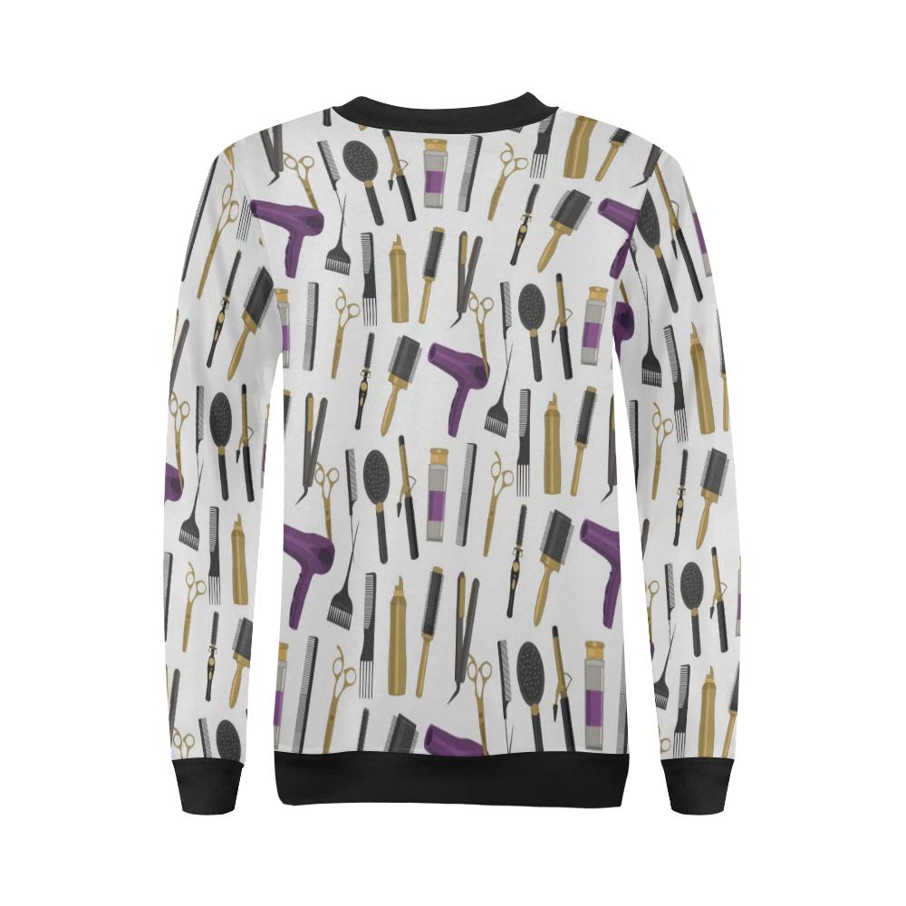 Hair Stylist Print Pattern Women Crewneck Sweatshirt-grizzshop