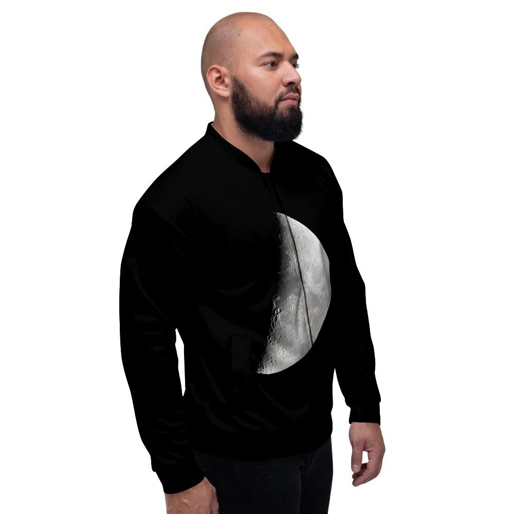 Half Moon Print Men's Bomber Jacket-grizzshop