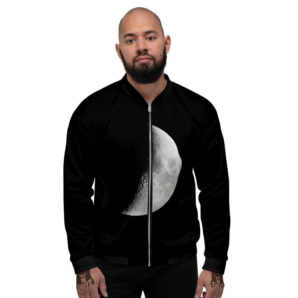 Half Moon Print Men's Bomber Jacket-grizzshop