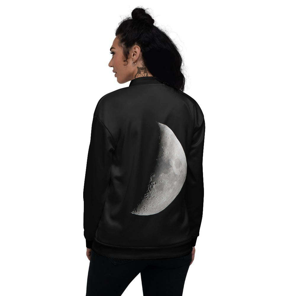 Half Moon Print Women's Bomber Jacket-grizzshop