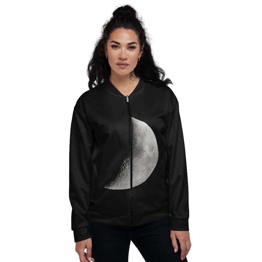 Half Moon Print Women's Bomber Jacket-grizzshop