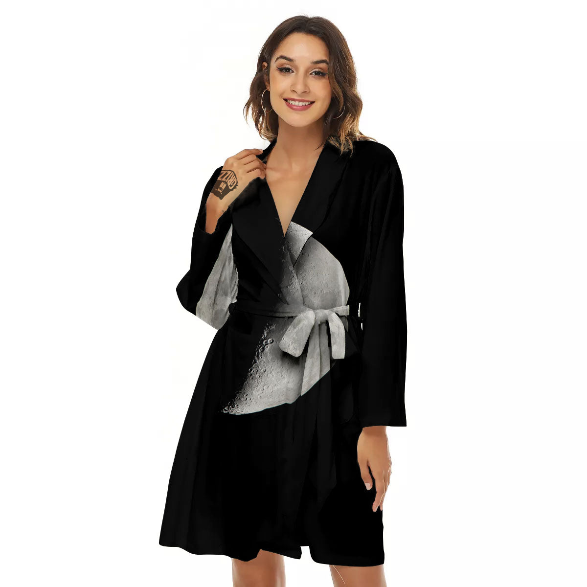 Half Moon Print Women's Robe-grizzshop