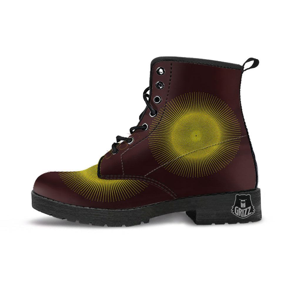 Halftone Sun Dot Print Leather Boots-grizzshop