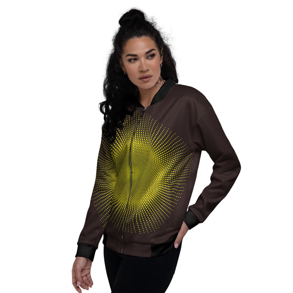 Halftone Sun Dot Print Women's Bomber Jacket-grizzshop