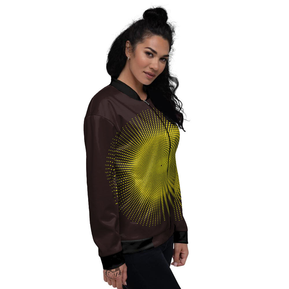 Halftone Sun Dot Print Women's Bomber Jacket-grizzshop